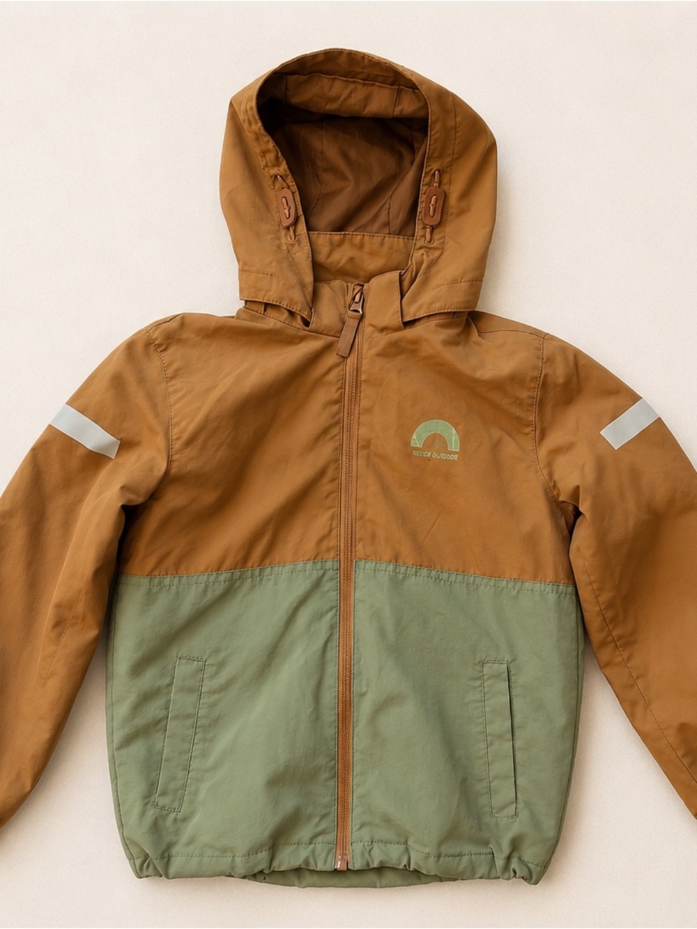 H&M Kids Hooded Jacket in Brown & Green / Neutral Fall Jacket / Lightweight